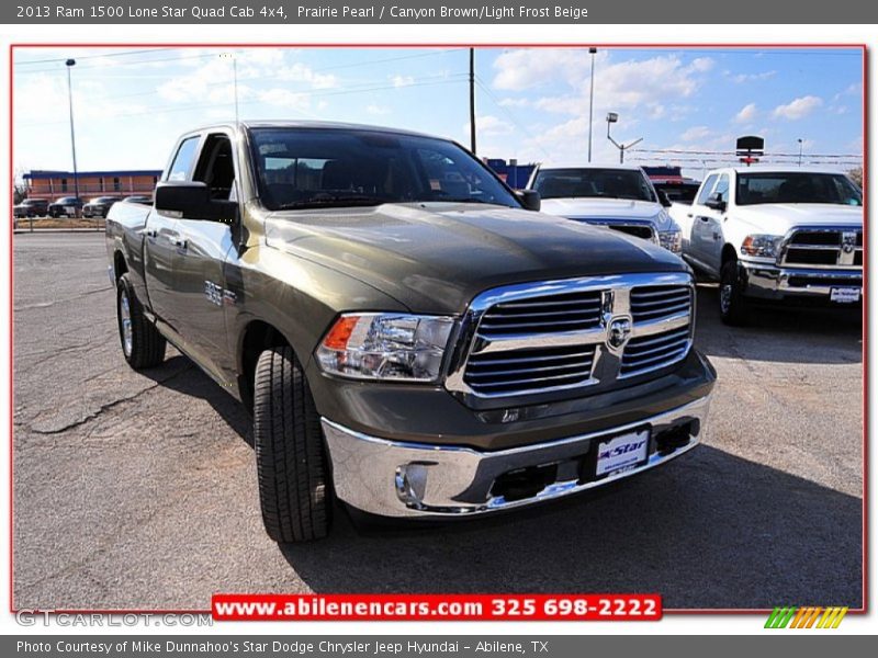 Prairie Pearl / Canyon Brown/Light Frost Beige 2013 Ram 1500 Lone Star Quad Cab 4x4