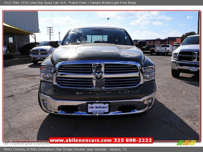Prairie Pearl / Canyon Brown/Light Frost Beige 2013 Ram 1500 Lone Star Quad Cab 4x4