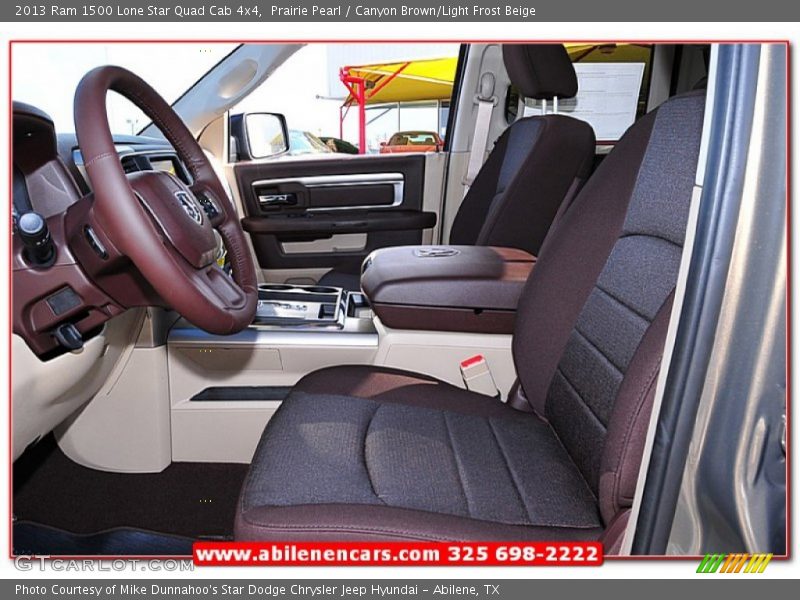 Prairie Pearl / Canyon Brown/Light Frost Beige 2013 Ram 1500 Lone Star Quad Cab 4x4
