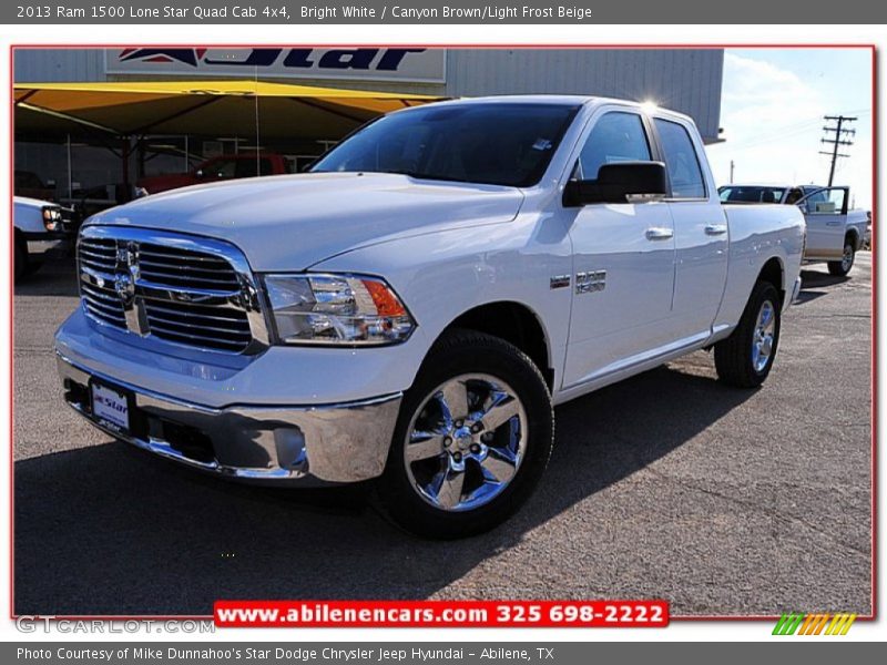 Bright White / Canyon Brown/Light Frost Beige 2013 Ram 1500 Lone Star Quad Cab 4x4