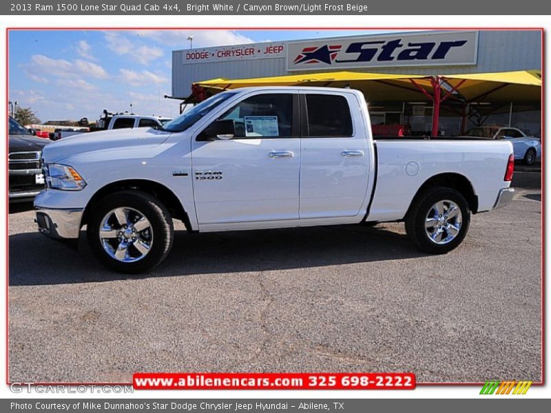 Bright White / Canyon Brown/Light Frost Beige 2013 Ram 1500 Lone Star Quad Cab 4x4