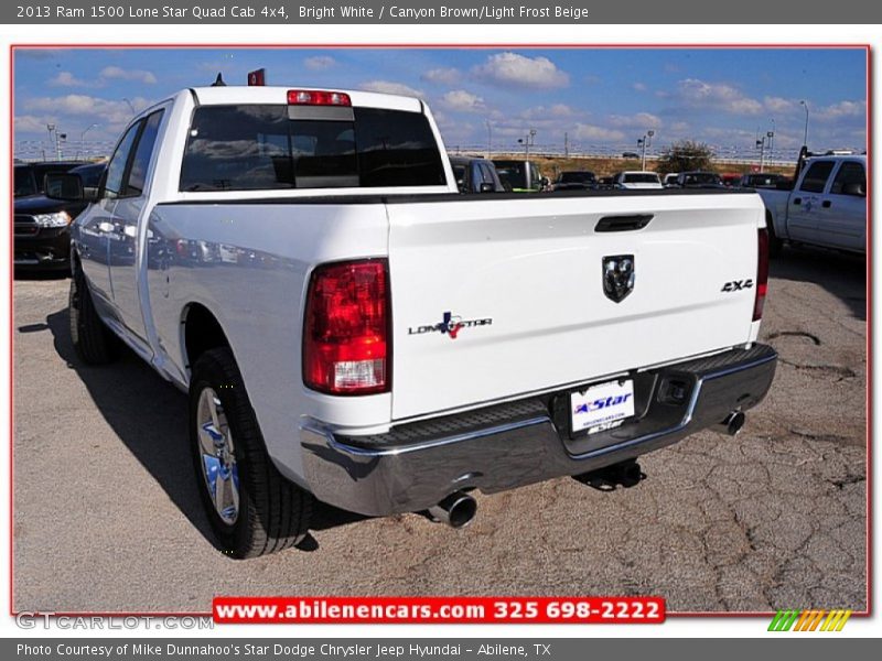 Bright White / Canyon Brown/Light Frost Beige 2013 Ram 1500 Lone Star Quad Cab 4x4