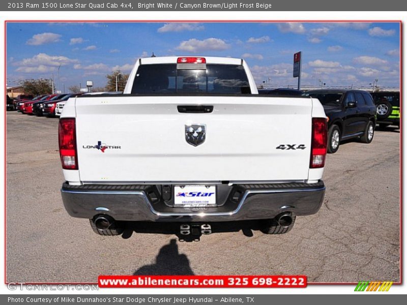Bright White / Canyon Brown/Light Frost Beige 2013 Ram 1500 Lone Star Quad Cab 4x4