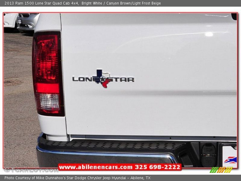 Bright White / Canyon Brown/Light Frost Beige 2013 Ram 1500 Lone Star Quad Cab 4x4