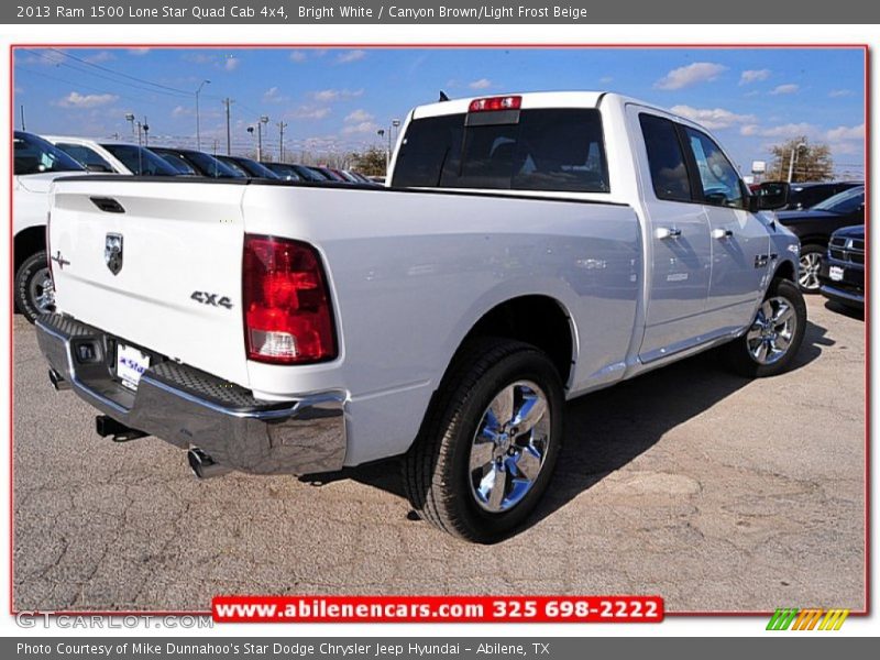 Bright White / Canyon Brown/Light Frost Beige 2013 Ram 1500 Lone Star Quad Cab 4x4