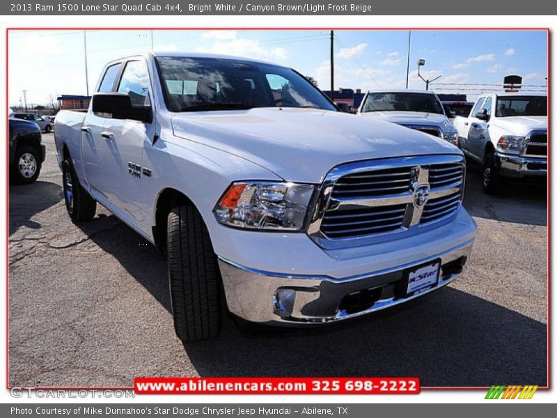 Bright White / Canyon Brown/Light Frost Beige 2013 Ram 1500 Lone Star Quad Cab 4x4