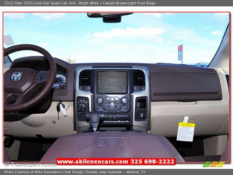 Bright White / Canyon Brown/Light Frost Beige 2013 Ram 1500 Lone Star Quad Cab 4x4