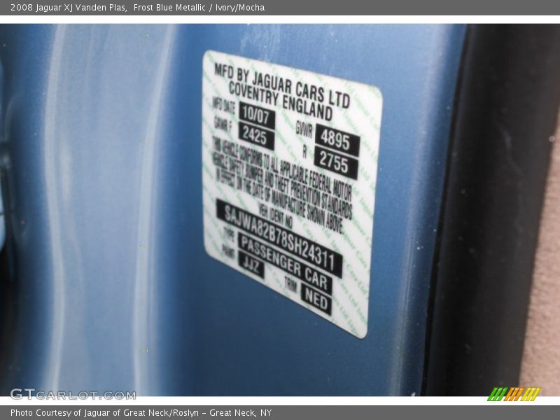 2008 XJ Vanden Plas Frost Blue Metallic Color Code JJZ