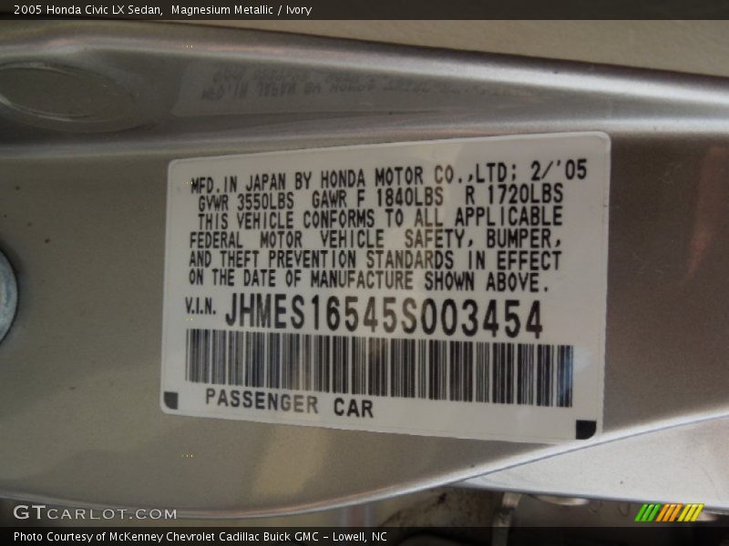 Magnesium Metallic / Ivory 2005 Honda Civic LX Sedan