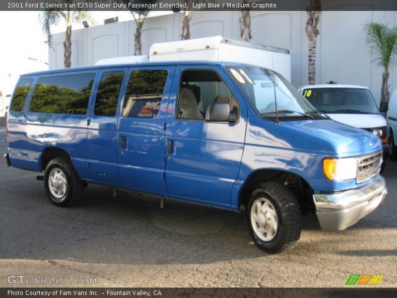 Light Blue / Medium Graphite 2001 Ford E Series Van E350 Super Duty Passenger Extended