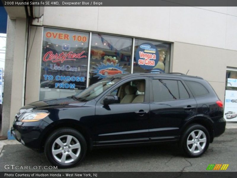 Deepwater Blue / Beige 2008 Hyundai Santa Fe SE 4WD