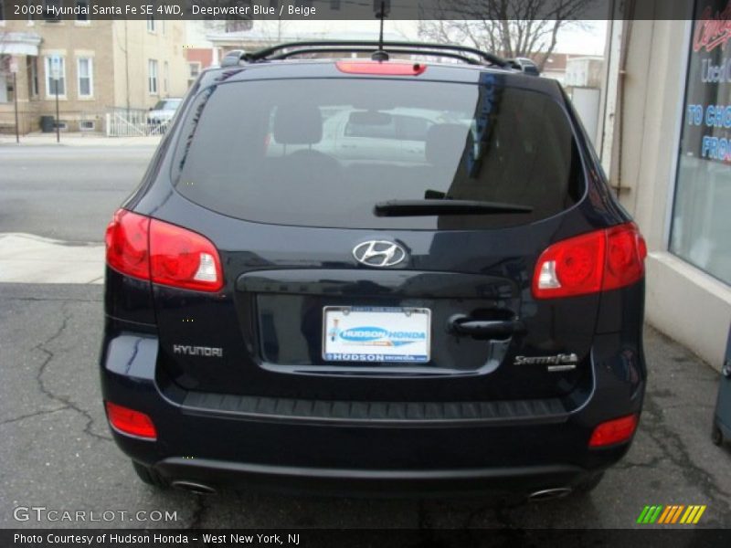 Deepwater Blue / Beige 2008 Hyundai Santa Fe SE 4WD
