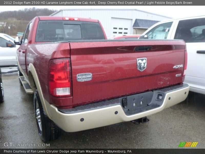 Deep Cherry Red Crystal Pearl / Light Pebble Beige/Bark Brown 2012 Dodge Ram 2500 HD Laramie Longhorn Crew Cab 4x4