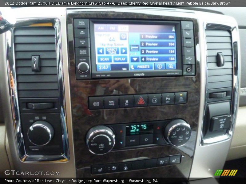 Deep Cherry Red Crystal Pearl / Light Pebble Beige/Bark Brown 2012 Dodge Ram 2500 HD Laramie Longhorn Crew Cab 4x4
