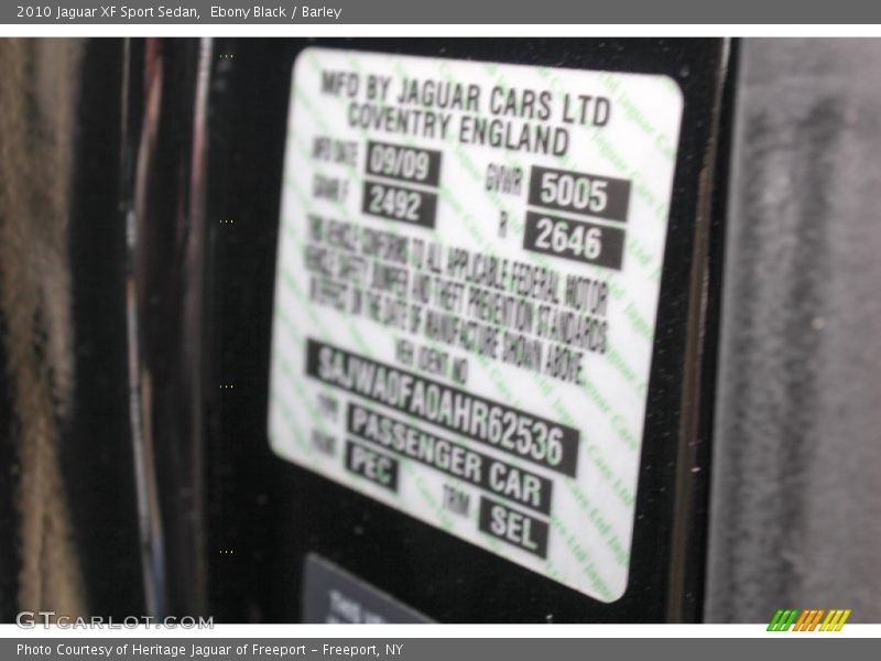 Ebony Black / Barley 2010 Jaguar XF Sport Sedan