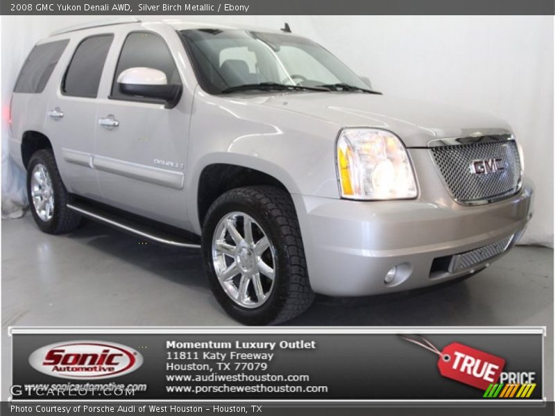 Silver Birch Metallic / Ebony 2008 GMC Yukon Denali AWD