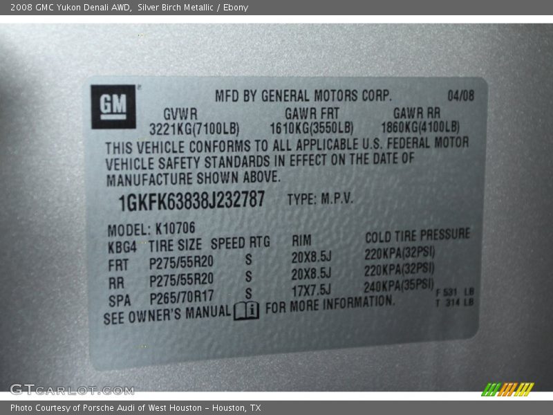 Silver Birch Metallic / Ebony 2008 GMC Yukon Denali AWD