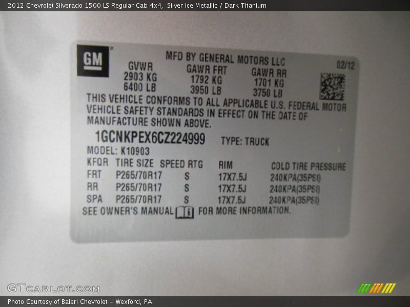 Silver Ice Metallic / Dark Titanium 2012 Chevrolet Silverado 1500 LS Regular Cab 4x4