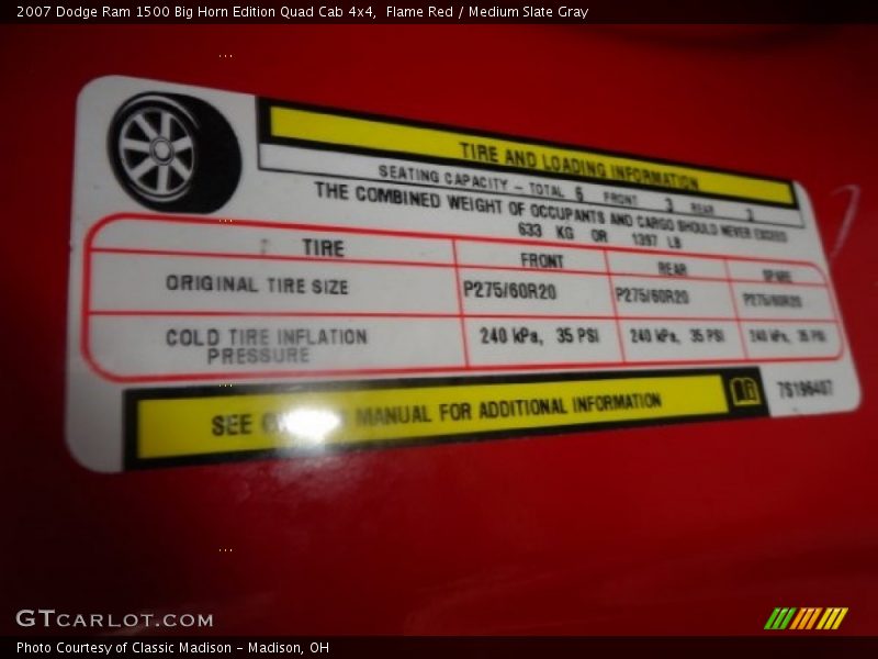 Flame Red / Medium Slate Gray 2007 Dodge Ram 1500 Big Horn Edition Quad Cab 4x4