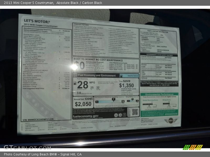 Absolute Black / Carbon Black 2013 Mini Cooper S Countryman