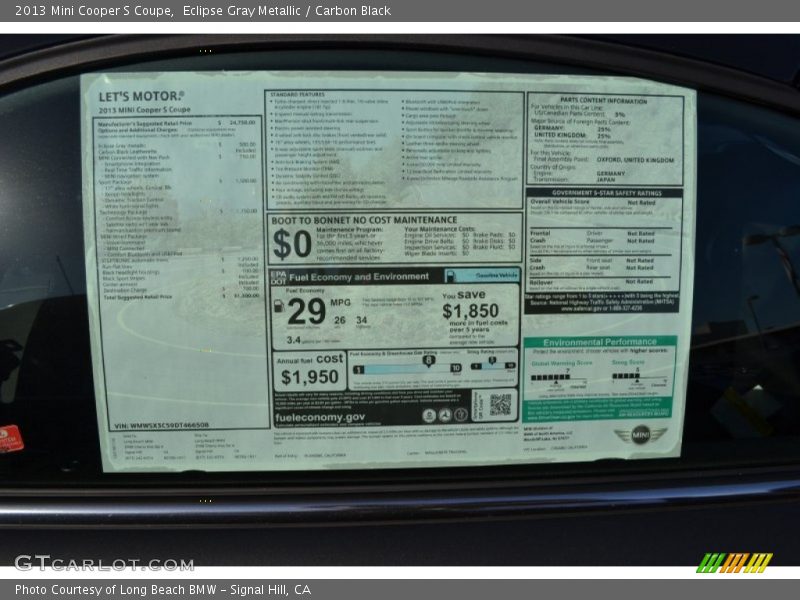 Eclipse Gray Metallic / Carbon Black 2013 Mini Cooper S Coupe