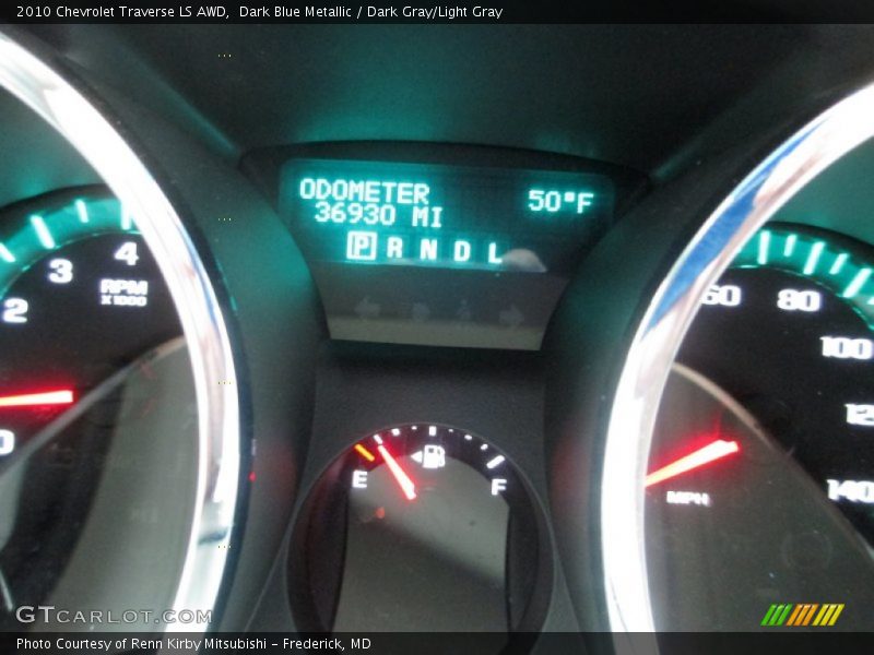 Dark Blue Metallic / Dark Gray/Light Gray 2010 Chevrolet Traverse LS AWD