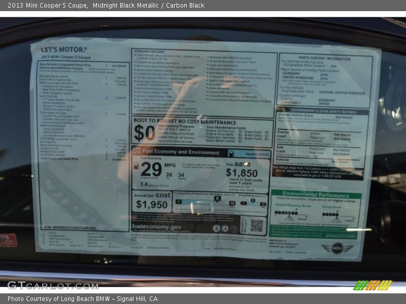 Midnight Black Metallic / Carbon Black 2013 Mini Cooper S Coupe