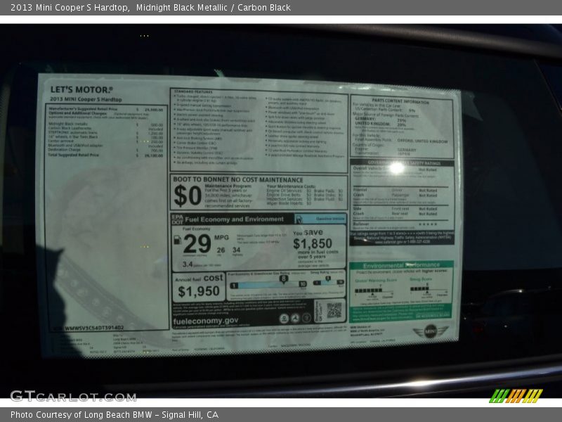 Midnight Black Metallic / Carbon Black 2013 Mini Cooper S Hardtop