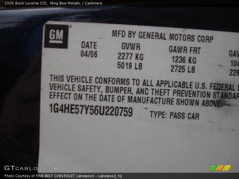 Ming Blue Metallic / Cashmere 2006 Buick Lucerne CXS