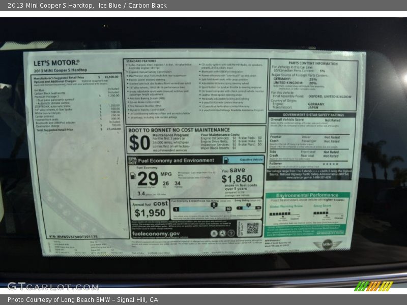 Ice Blue / Carbon Black 2013 Mini Cooper S Hardtop