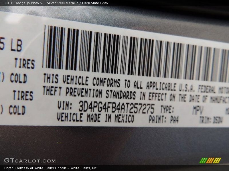 Silver Steel Metallic / Dark Slate Gray 2010 Dodge Journey SE