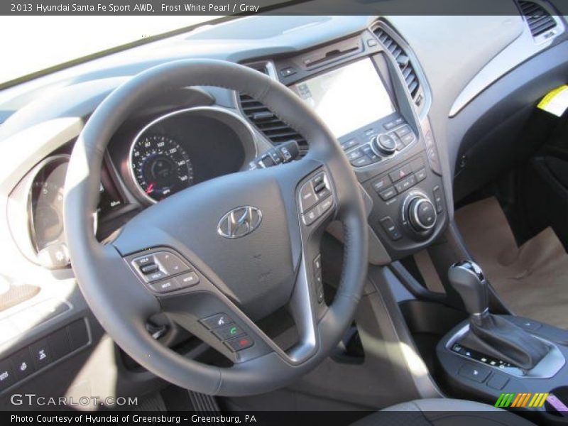 Frost White Pearl / Gray 2013 Hyundai Santa Fe Sport AWD
