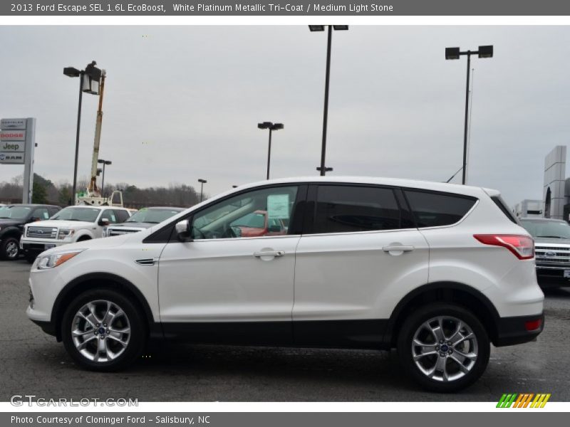 White Platinum Metallic Tri-Coat / Medium Light Stone 2013 Ford Escape SEL 1.6L EcoBoost