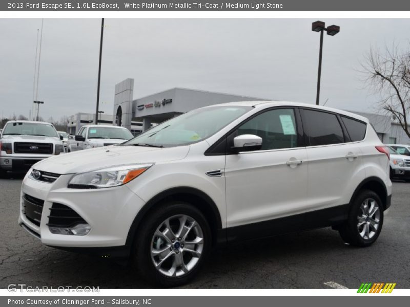White Platinum Metallic Tri-Coat / Medium Light Stone 2013 Ford Escape SEL 1.6L EcoBoost