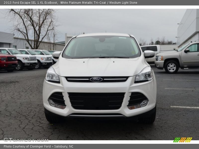 White Platinum Metallic Tri-Coat / Medium Light Stone 2013 Ford Escape SEL 1.6L EcoBoost