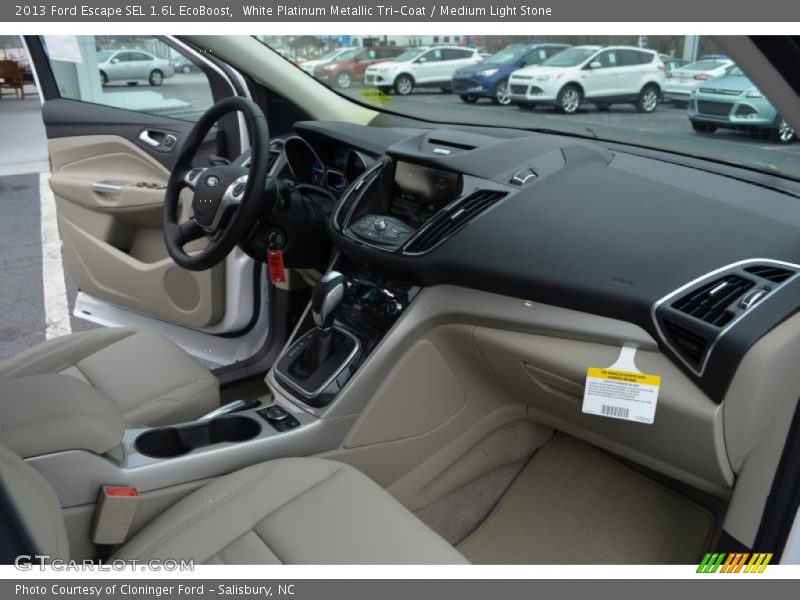 White Platinum Metallic Tri-Coat / Medium Light Stone 2013 Ford Escape SEL 1.6L EcoBoost