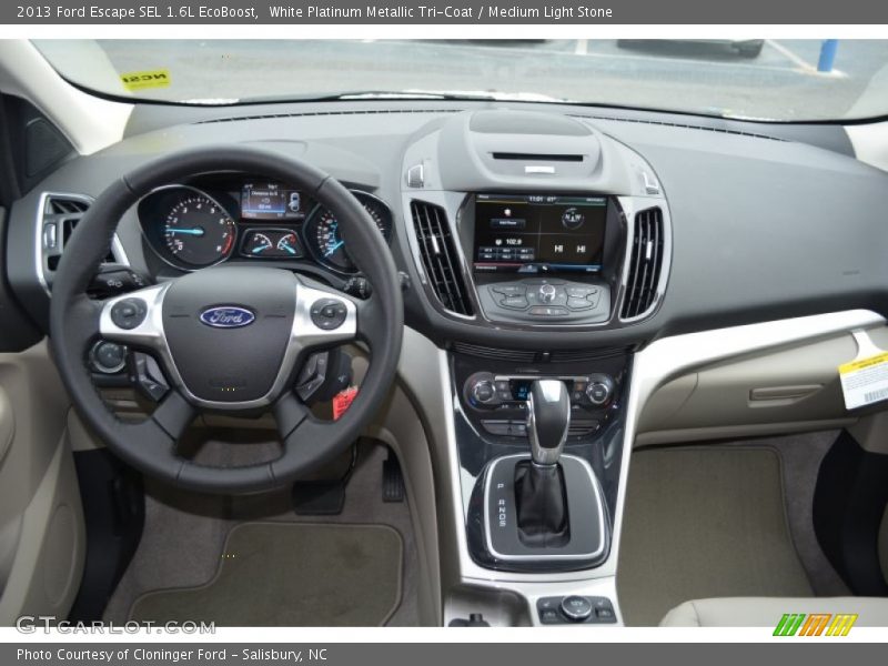 White Platinum Metallic Tri-Coat / Medium Light Stone 2013 Ford Escape SEL 1.6L EcoBoost