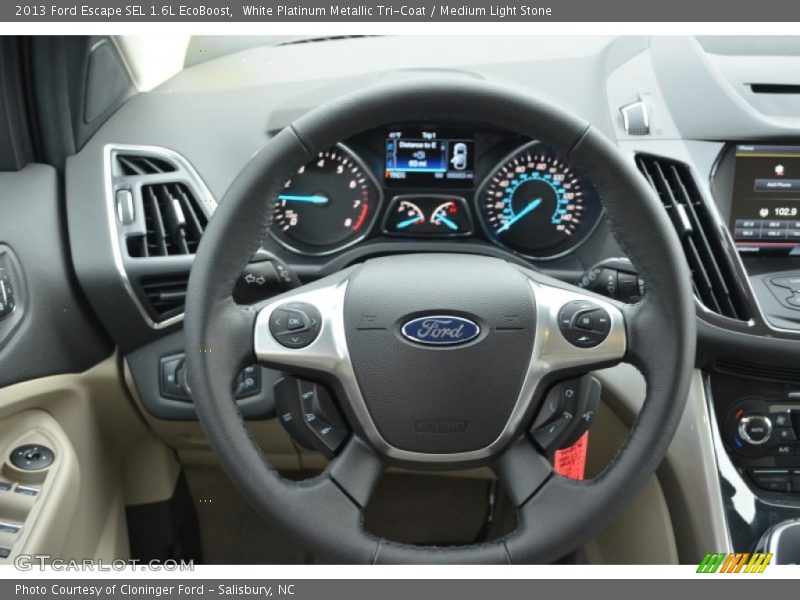 White Platinum Metallic Tri-Coat / Medium Light Stone 2013 Ford Escape SEL 1.6L EcoBoost