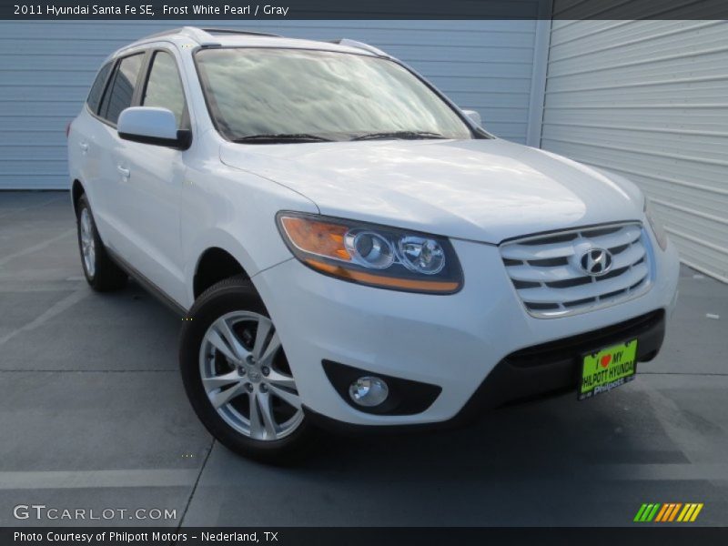 Frost White Pearl / Gray 2011 Hyundai Santa Fe SE