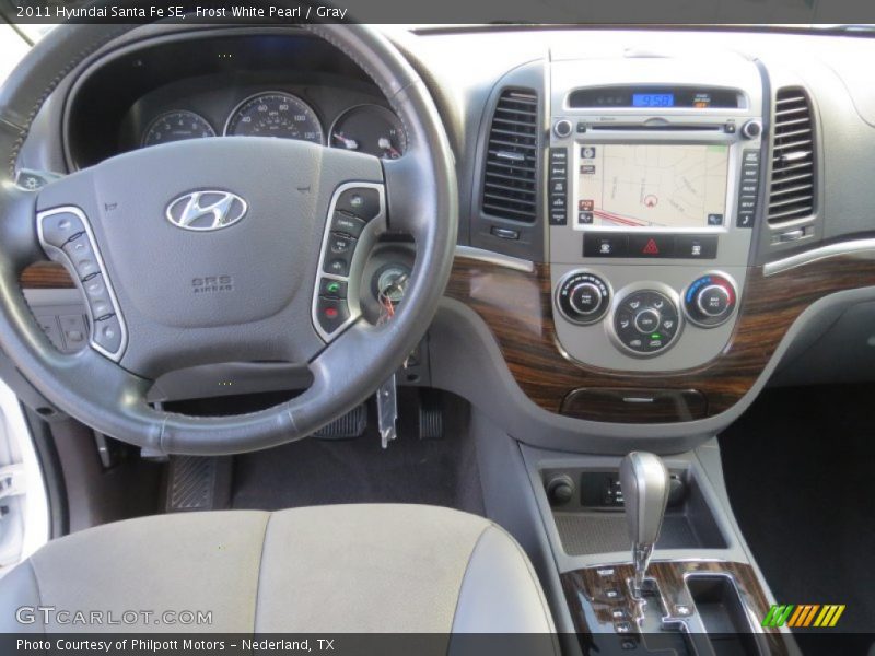 Frost White Pearl / Gray 2011 Hyundai Santa Fe SE