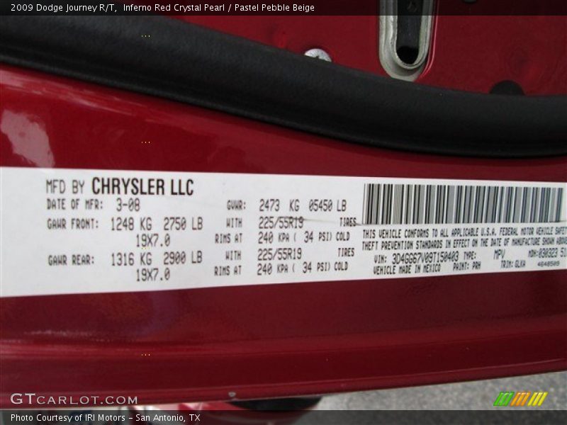 Inferno Red Crystal Pearl / Pastel Pebble Beige 2009 Dodge Journey R/T