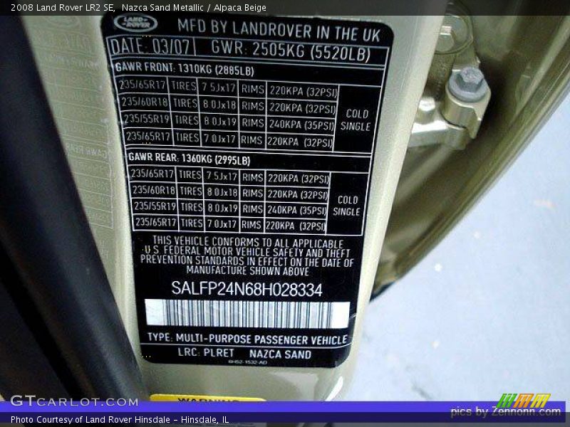 Nazca Sand Metallic / Alpaca Beige 2008 Land Rover LR2 SE