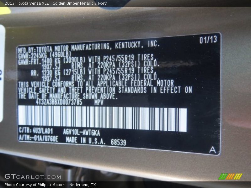 Golden Umber Metallic / Ivory 2013 Toyota Venza XLE