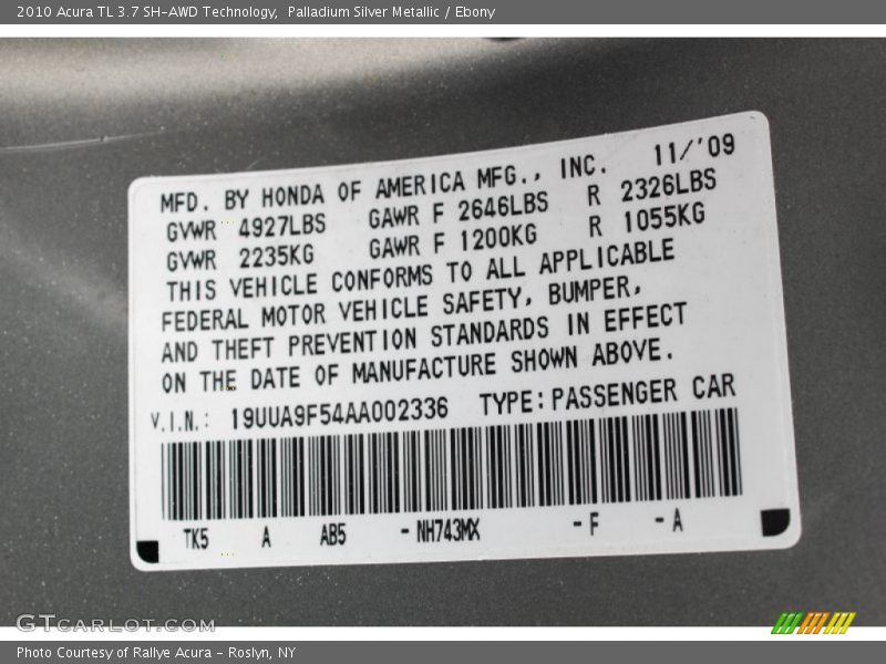 Palladium Silver Metallic / Ebony 2010 Acura TL 3.7 SH-AWD Technology