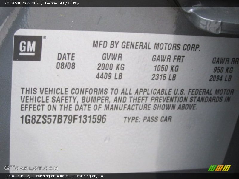 Techno Gray / Gray 2009 Saturn Aura XE