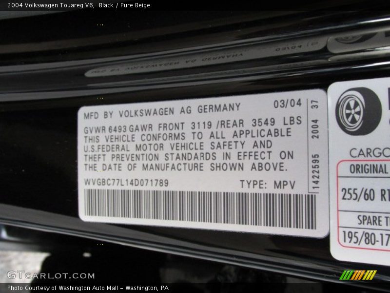 Black / Pure Beige 2004 Volkswagen Touareg V6