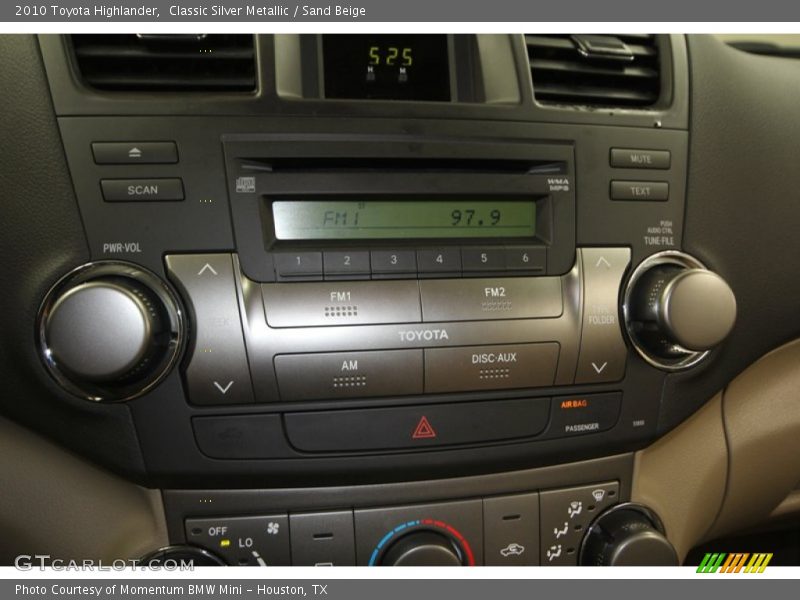 Controls of 2010 Highlander 