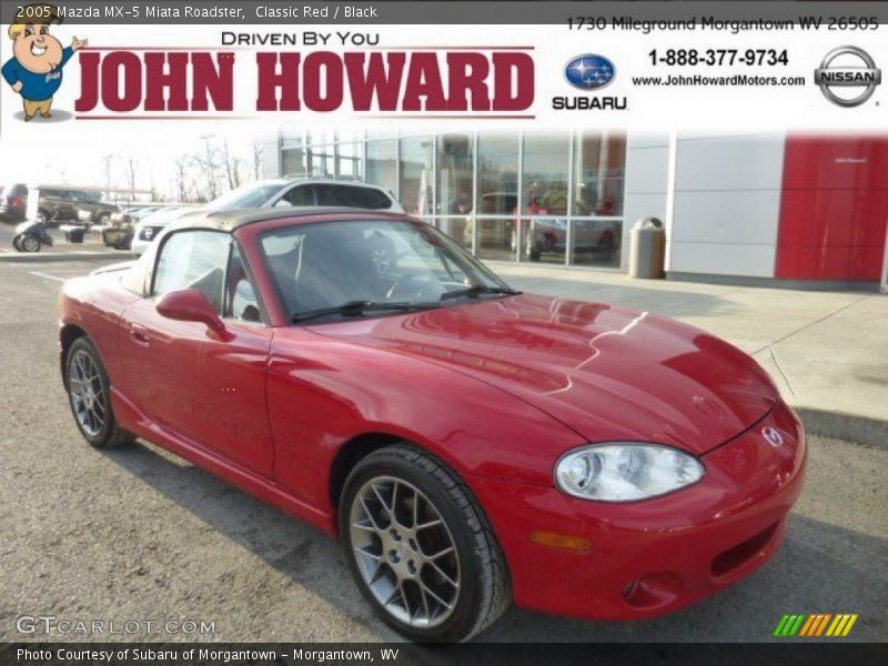Classic Red / Black 2005 Mazda MX-5 Miata Roadster