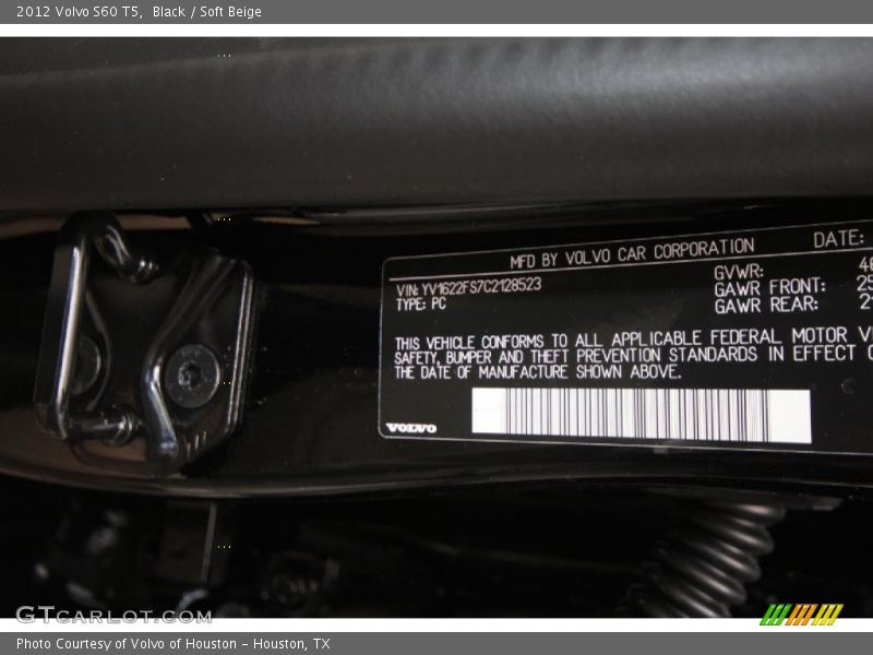 Black / Soft Beige 2012 Volvo S60 T5