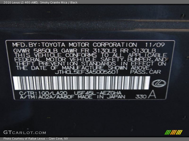 Smoky Granite Mica / Black 2010 Lexus LS 460 AWD